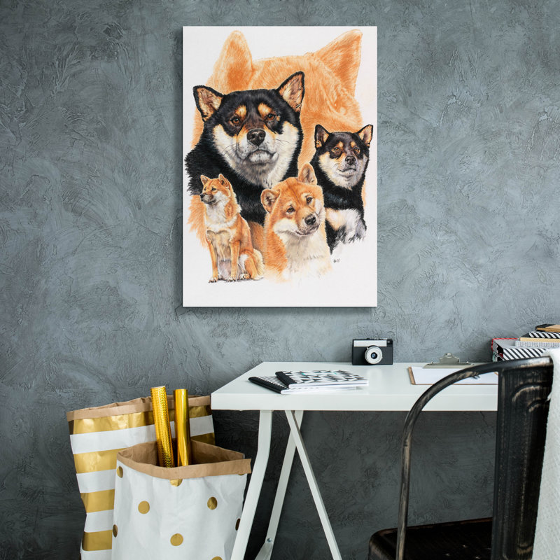 «Shiba Inv + Ghost» par Barbara Keith, art mural sur toile, H 26 po x l 18 po x P 0,75 po