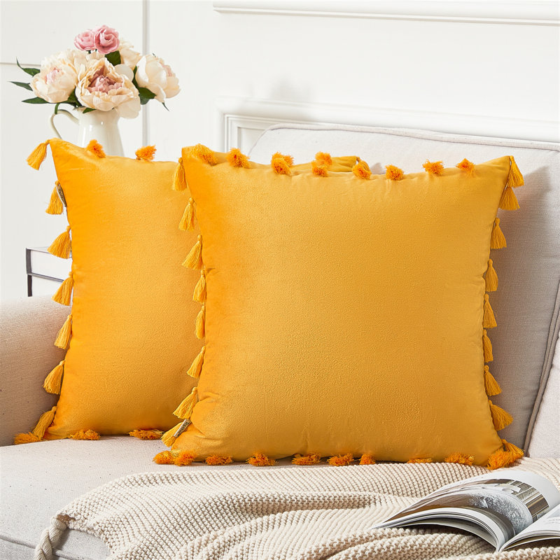 Square Velvet Pillow Cover, 18" x 18", Gray