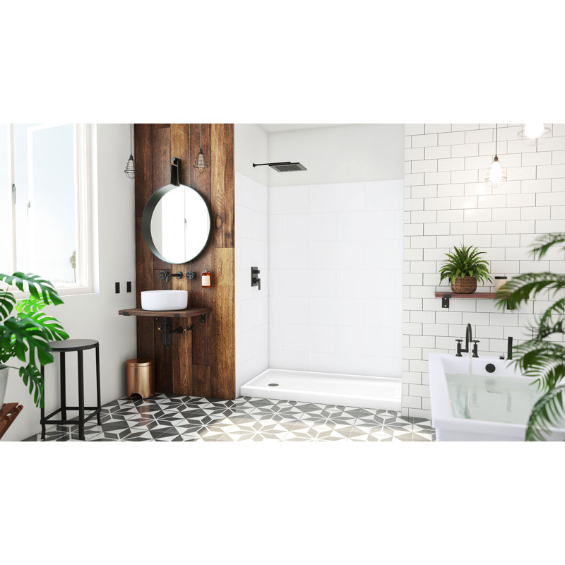 Dreamstone 60 W x 32 D x 84 H Rectangle Shower Stall and Base Included, Left