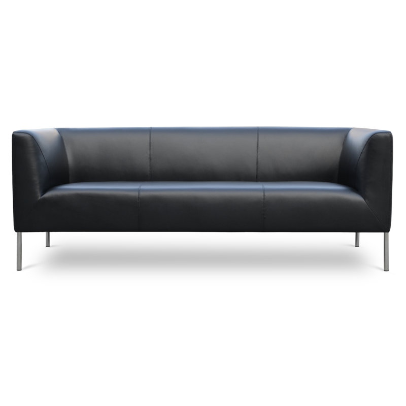 Laguna 75" Flared Arm Sofa, Black Faux Leather