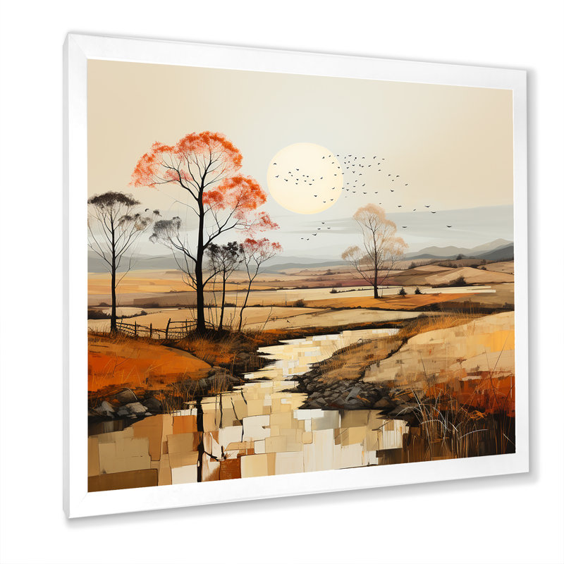 «Desert Prairies Peace Peace Sunset» sur toile, Cadre simple blanc, H 24 po x l 24 po x P 1 po