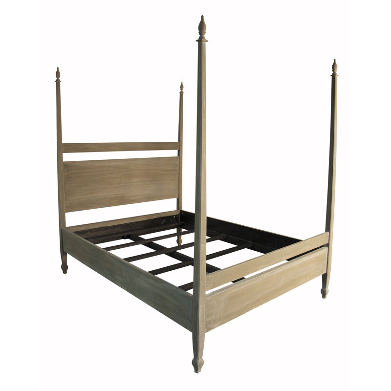 Venice Solid Wood Four Poster Bed, Weathered, Queen