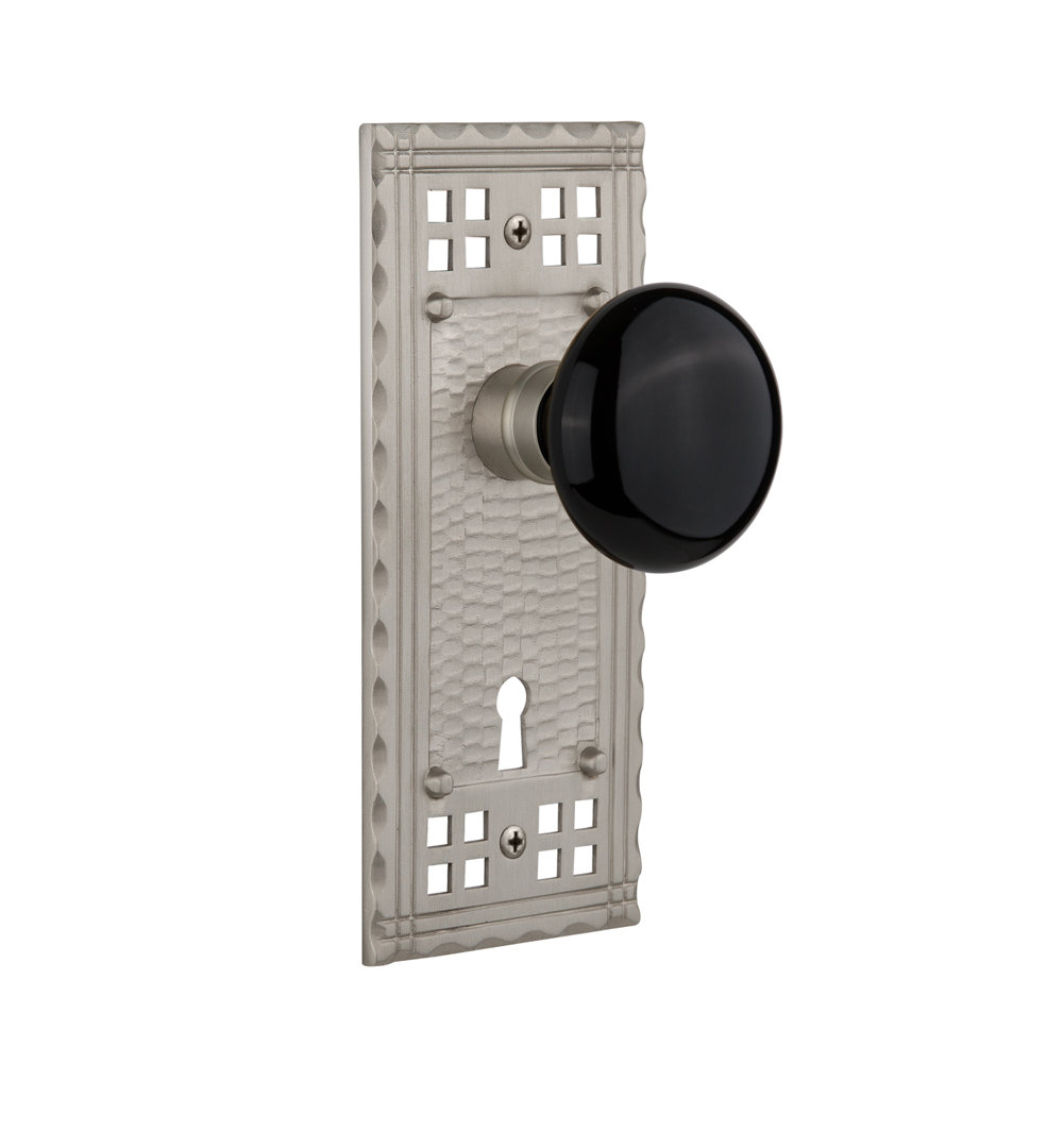 Craftsman Plate with Decorative Keyhole and Black Porcelain Door Knob Nostalgic Warehouse 