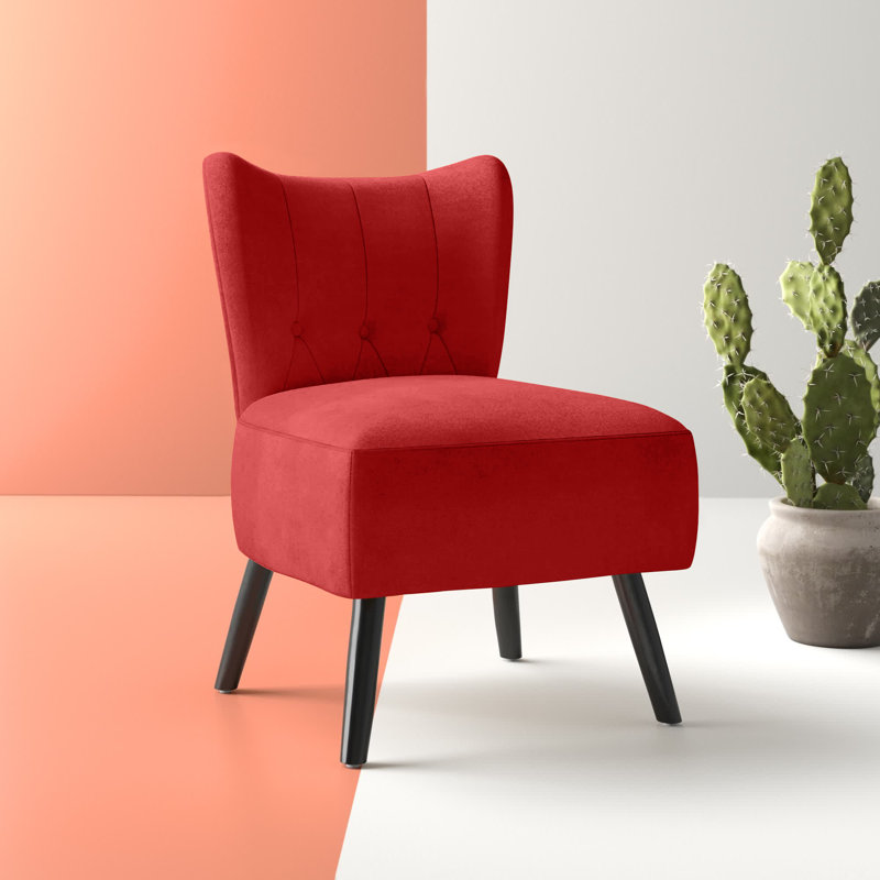Dechane 22.5" Modern & Contemporary Accent Chair with Velvet Fabric Upholstery, Button-Tufted Back, Foam Over Pocket Coils