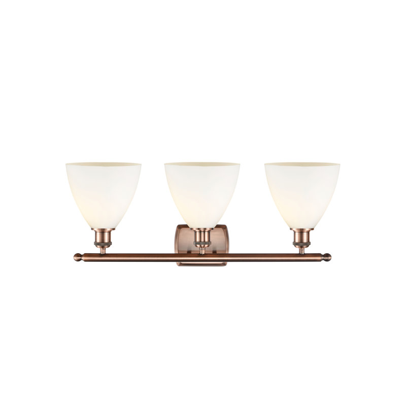 Éclairage pour meuble-lavabo 3 lumières Shauna, Blanc mat, DEL, Cuivre antique