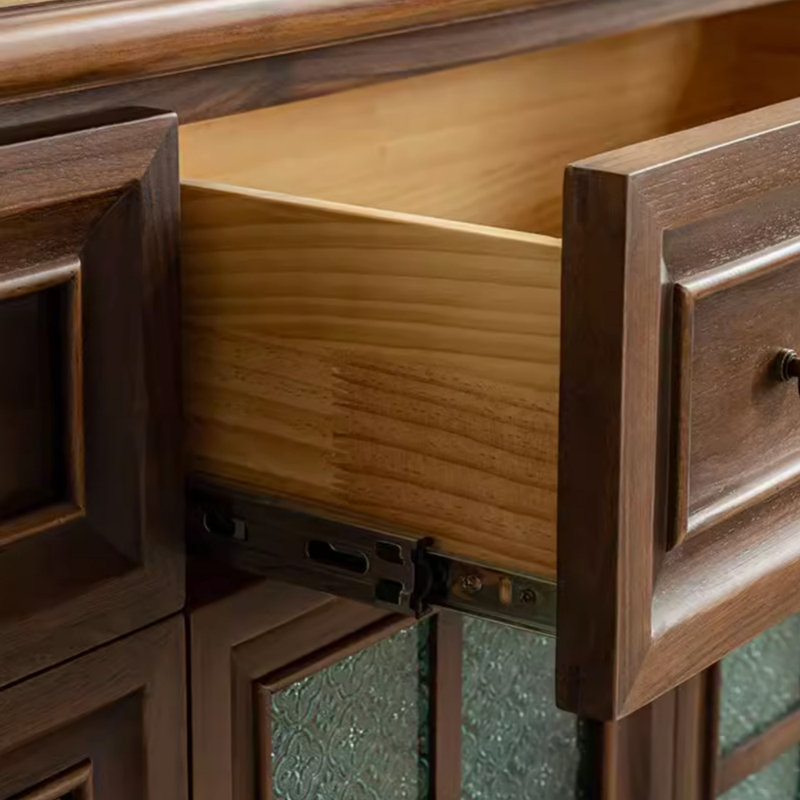 Buffet tendance en bois de noyer, H 35,43 po x l 62,99 po x P 16,54 po
