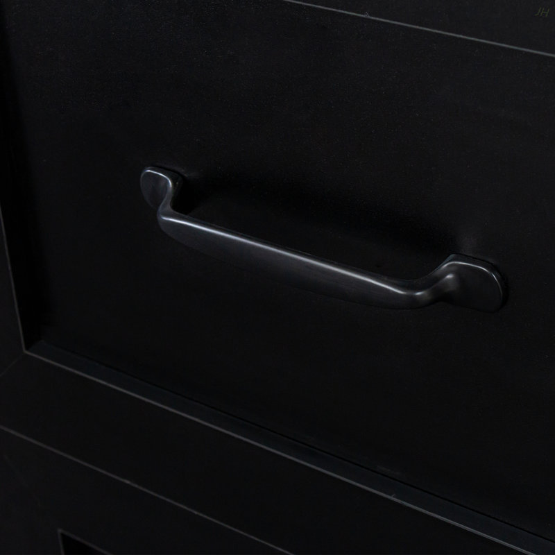Home Office Computer Desk With Hutch, Antiqued Black Finish, Black