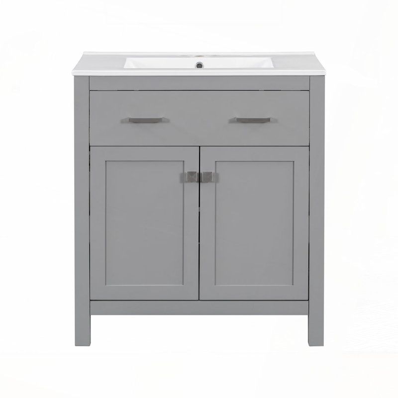 Meuble-lavabo 30 po avec lavabo en céramique, Gris