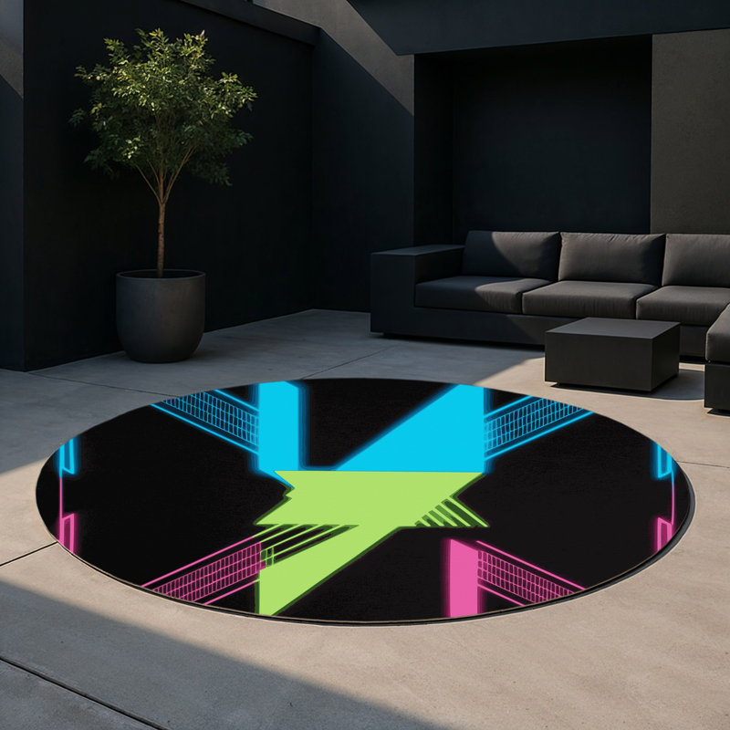 Glowstorm Indoor And Outdoor Area Rug, Round 5'
