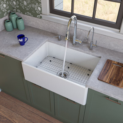 29.88'' L Single Bowl Fireclay Kitchen Sink