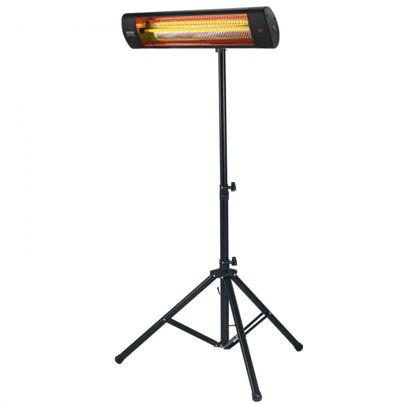 Chaufferette infrarouge, radiateur électrique à télécommande 1500W, chauffe-terrasse à écran DEL avec 3 vitesses et minuterie