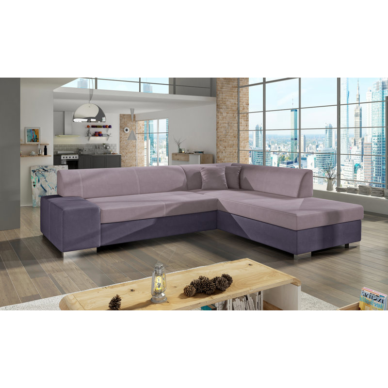 Cienna 4 Seater Sofa Bed, Right Hand Facing, Pink/Purple