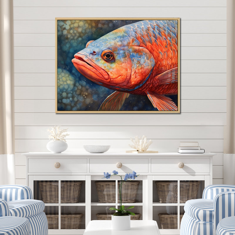 " Underwater Fish Fantasy I ", 24" H x 32" W x 0.5" D, Natural Floater Framed