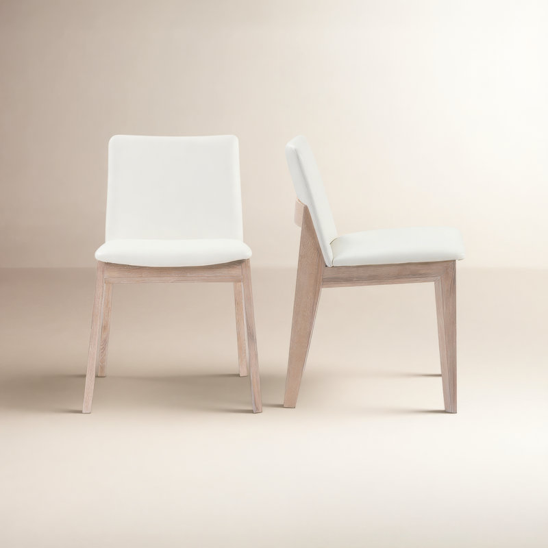 Anrey Vegan Leather Dining Chair, Cream Faux Leather, Gray