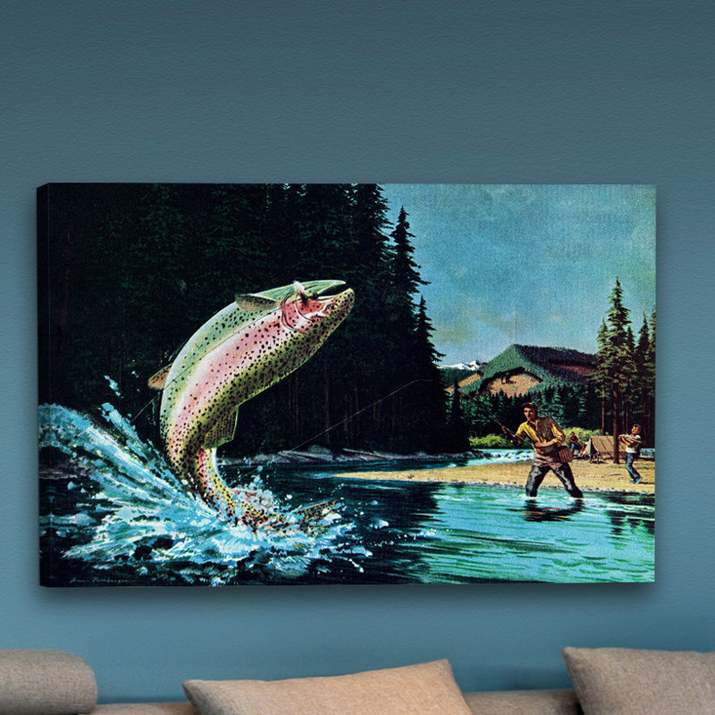 « arc de truite », reproduction d’art sur toile tendue, H 24 po x l 36 po x P 1,5 po