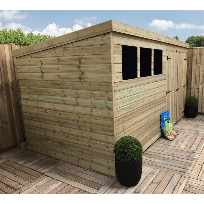 Rinu 12 ft. W x 6 ft. D Solid Wood Garden Shed