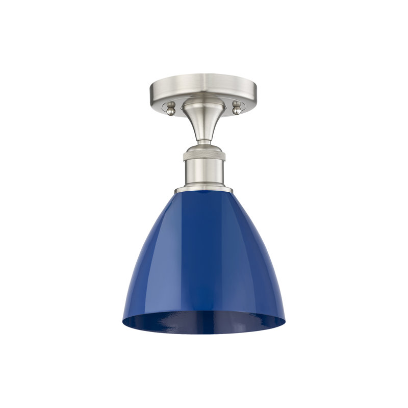 Plafonnier semi-encastré Riegelsville, Bleu, Nickel satiné