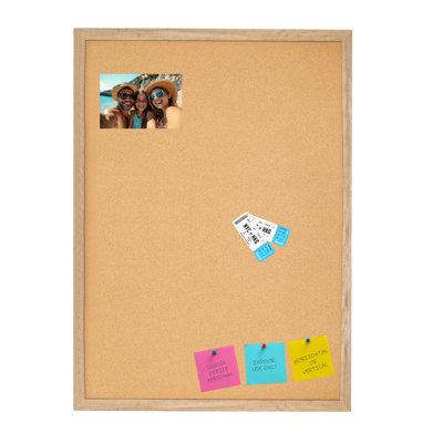 Wall-Mounted Cork Bulletin Board with MDF Frame and 6 Pushpins