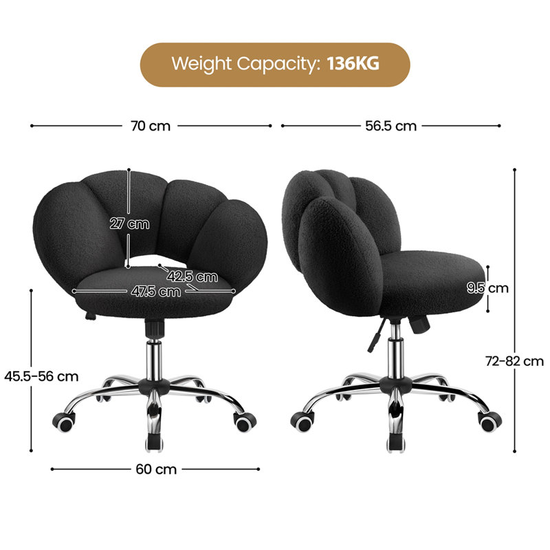 Boucle 360 Swivel Height Adjustable Task Chair, Black