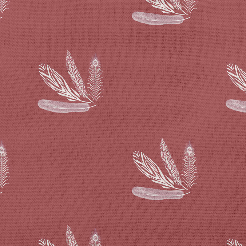 Coussin décoratif à motif de plumes, Rouge, 18 po x 18 po