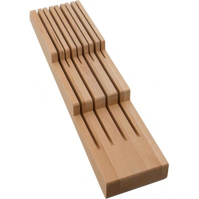 8-Slot In Drawer Knife Block, Beechwood, Holds up to 8 knives. 4 blades up to 5" and 4 blades up to 10".