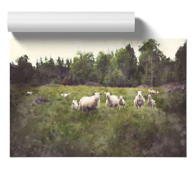 Curious Sheep Painting - Frameless Print