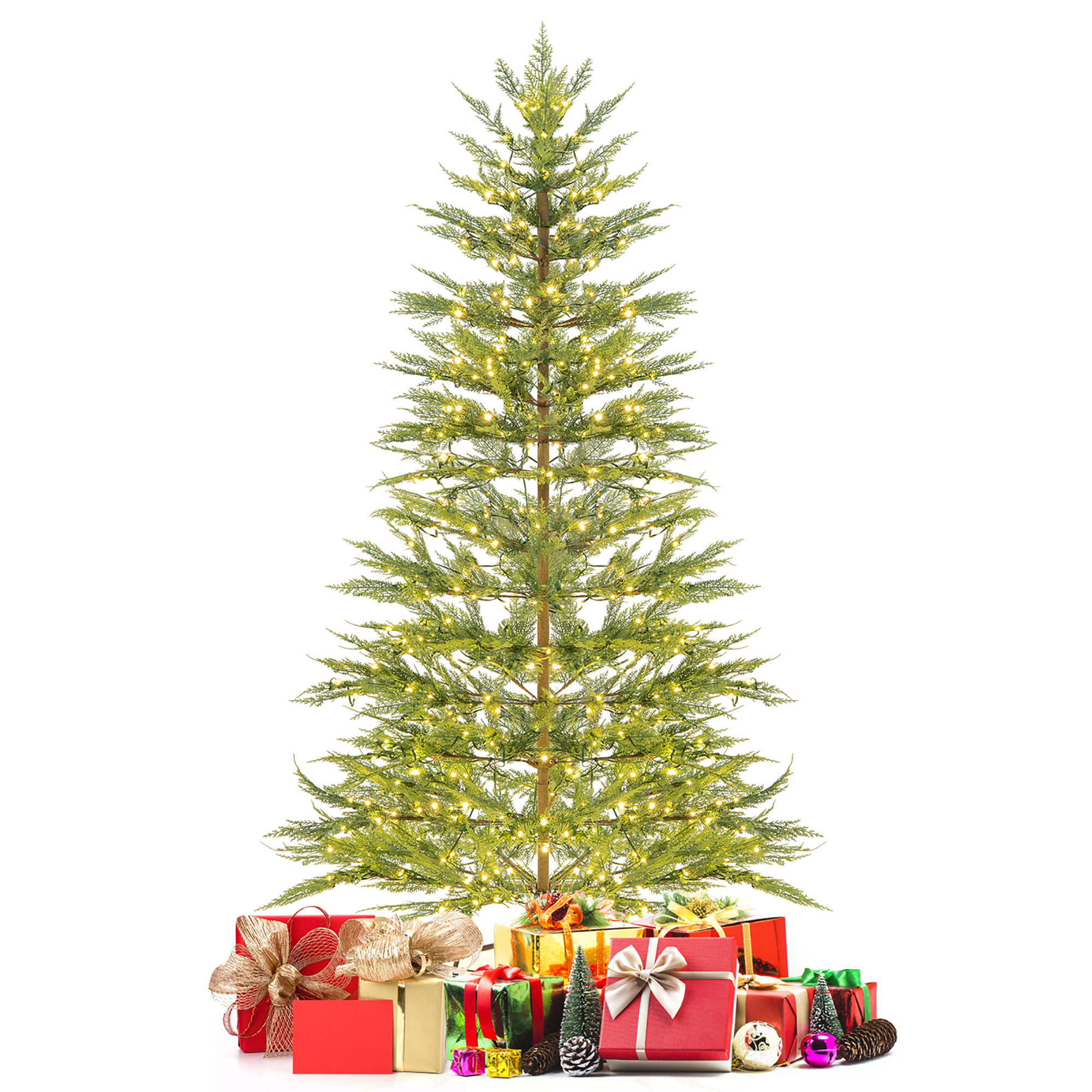 Lighted Artificial Cypress Christmas Tree, 6.50' H