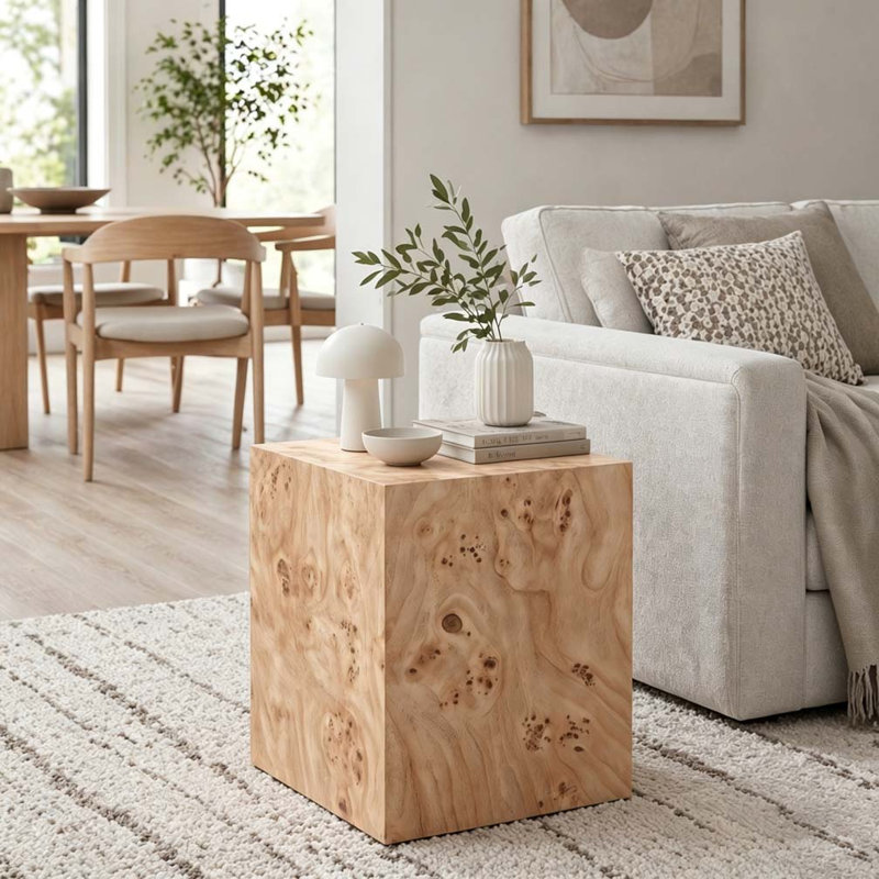 Table basse carrée en bois aggloméré de style naturel, table d'appoint