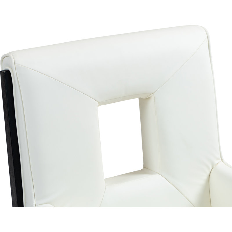Fauteuil de salle à manger Flore, Cuir crème végétalien, Noir