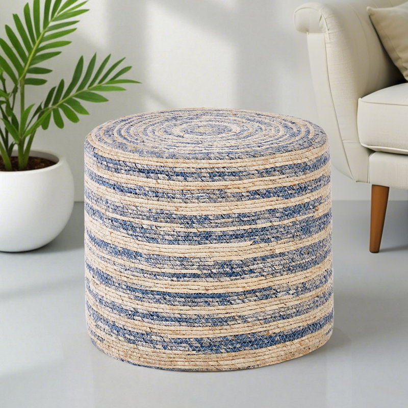 Pouf rond Onaway, Blé bleu