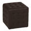 Repose-pieds cubique capitonné 100% cuir véritable brun foncé Phabian-87785152