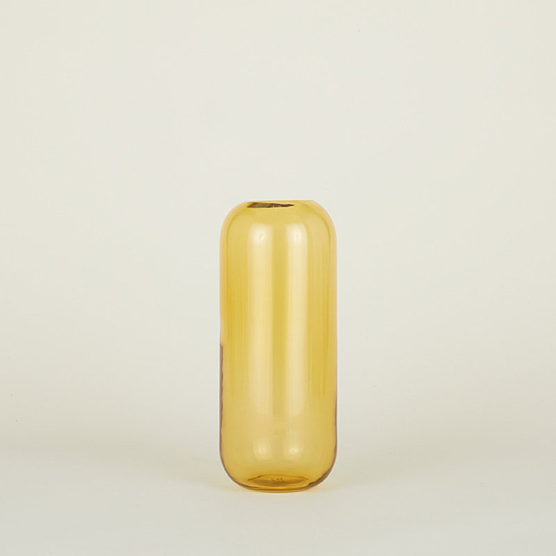 Aurora Handmade Glass Table Vase, 12.5" H x 5" W x 5" D, Amber