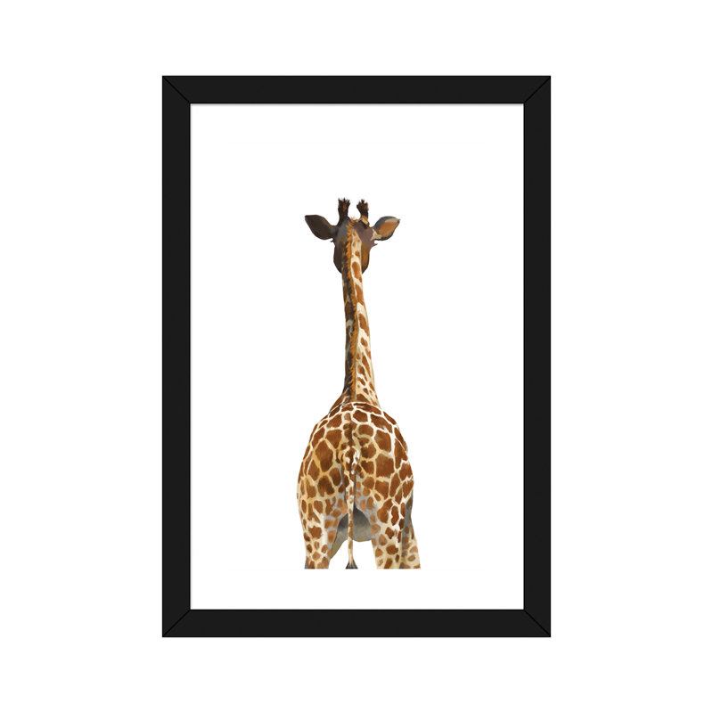 Art girafe bout à bout, Papier avec cadre noir, H 24 po x l 16 po x P 1 po