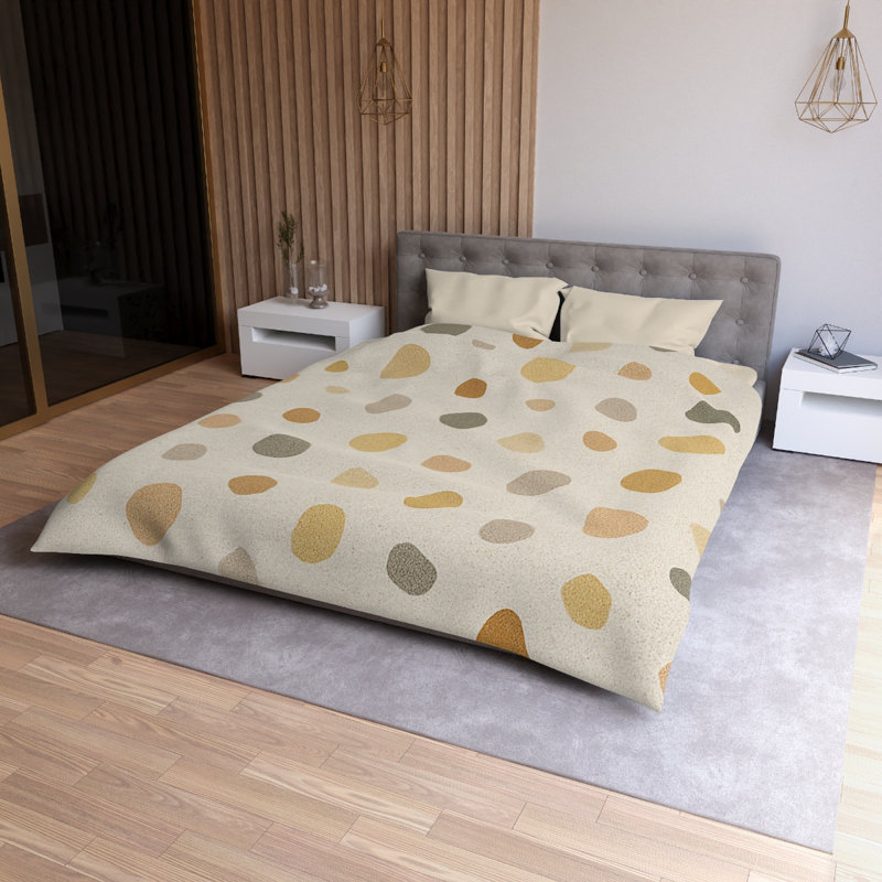 Microfiber Duvet Cover Boho Style, Design 40, Cream, Queen Duvet Cover