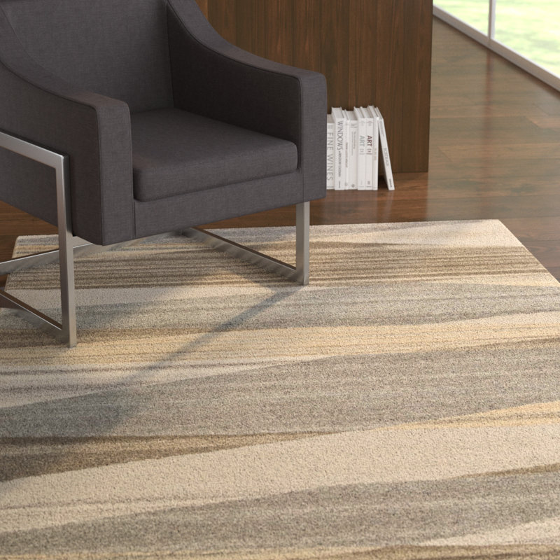 Ayeln Abstract Hand-Tufted Wool Dark Brown/Beige/Gray Rug, Rectangle 7'6" x 9'6"