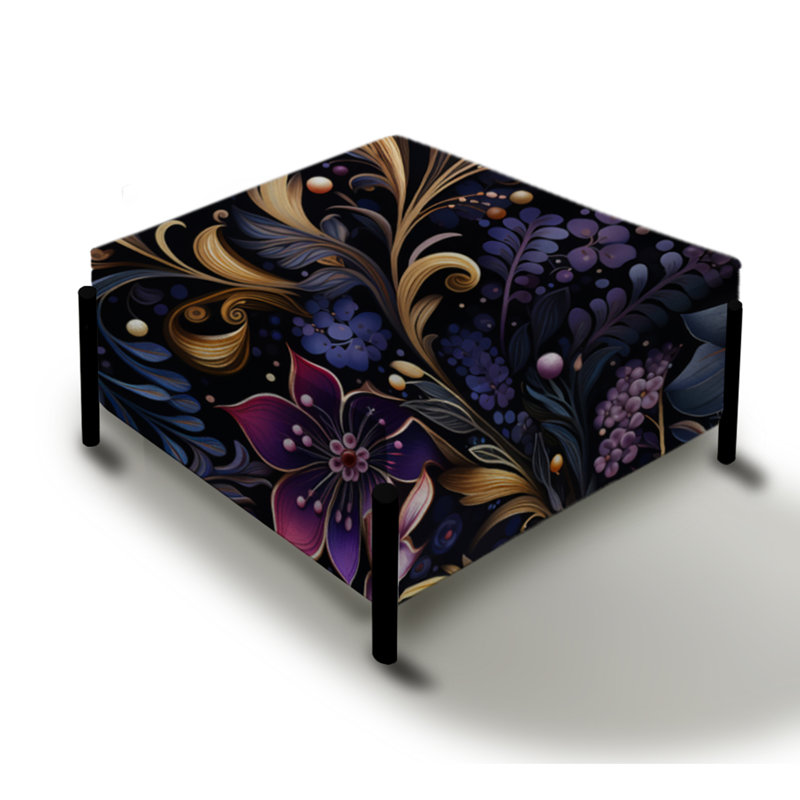 Paisley romantique bleu et mauve - grand repose-pieds carré floral