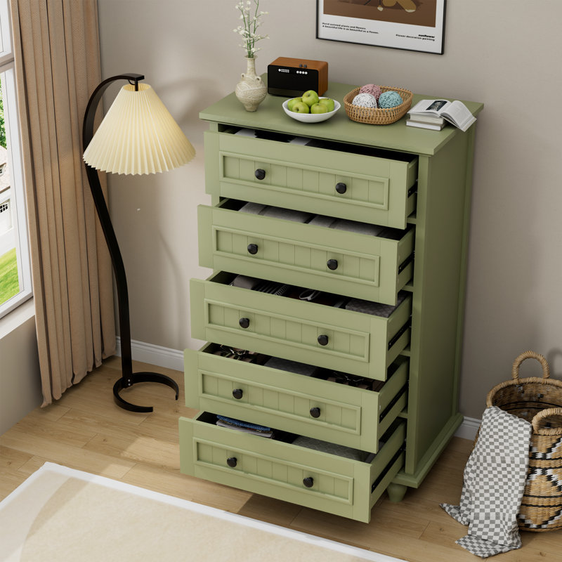 5 Drawer 25.98" W Dresser, Green