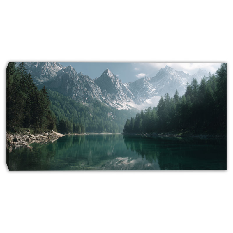 Art mural sur toile Emerald Alpine Lake, H 27,5 po x l 55 po x P 1,5 po