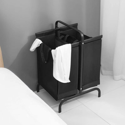 2 110L Laundry Hamper With Lid, Black Cloth Basket For Clothes & Storage Clothing,