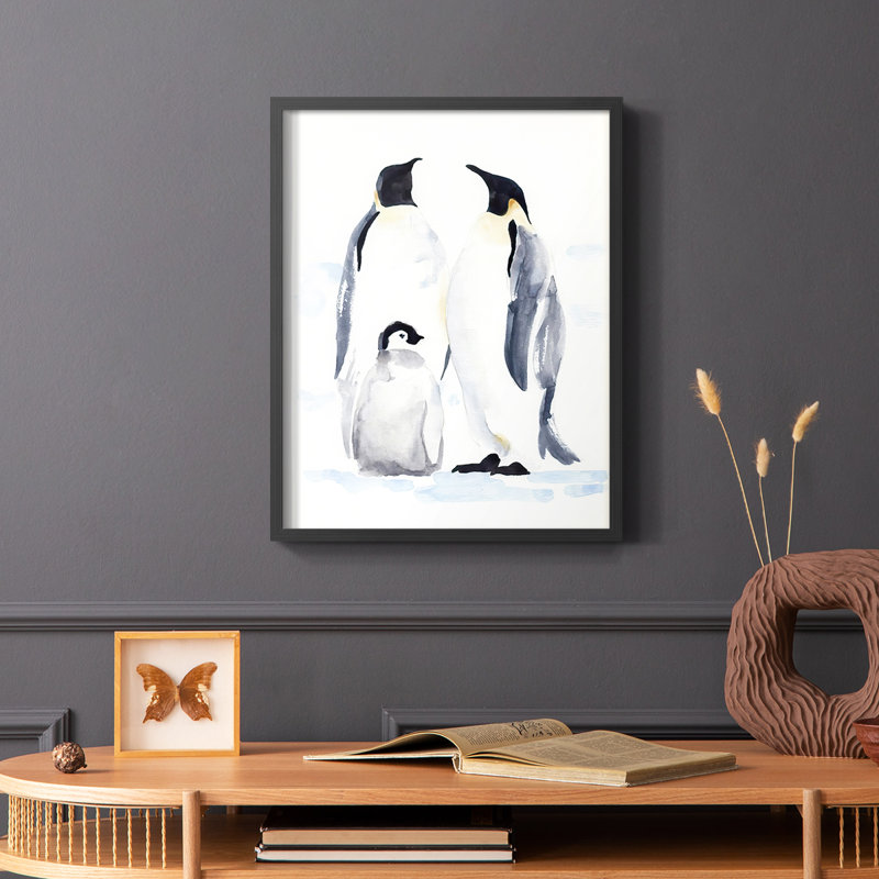 «Emperor Penguins II», reproduction encadrée - bois massif, Noir, H 28 po x l 22 po