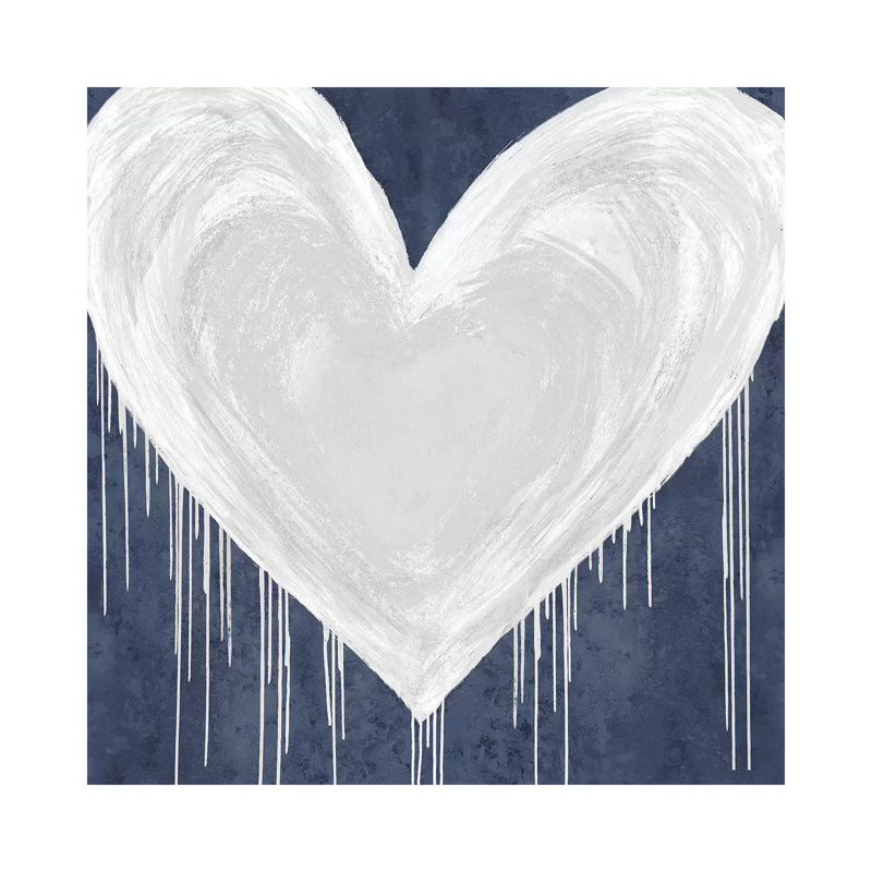 Big Hearted White On Blue by Lindsay Rodgers - Wrapped Canvas Print, 30.48 cm H x 30.48 cm W