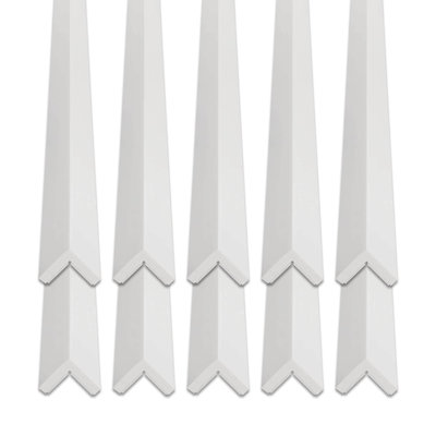 Outwater White Wall Corner Protector Trim With Adhesive, High Impact Polystyrene, 8FT Length, 10 Pack