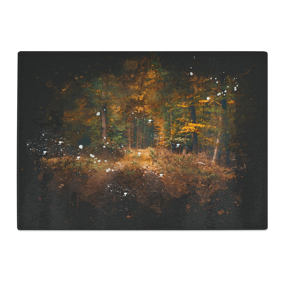Tempered Glass Magical Autumn Forest in Germany Chopping Board
