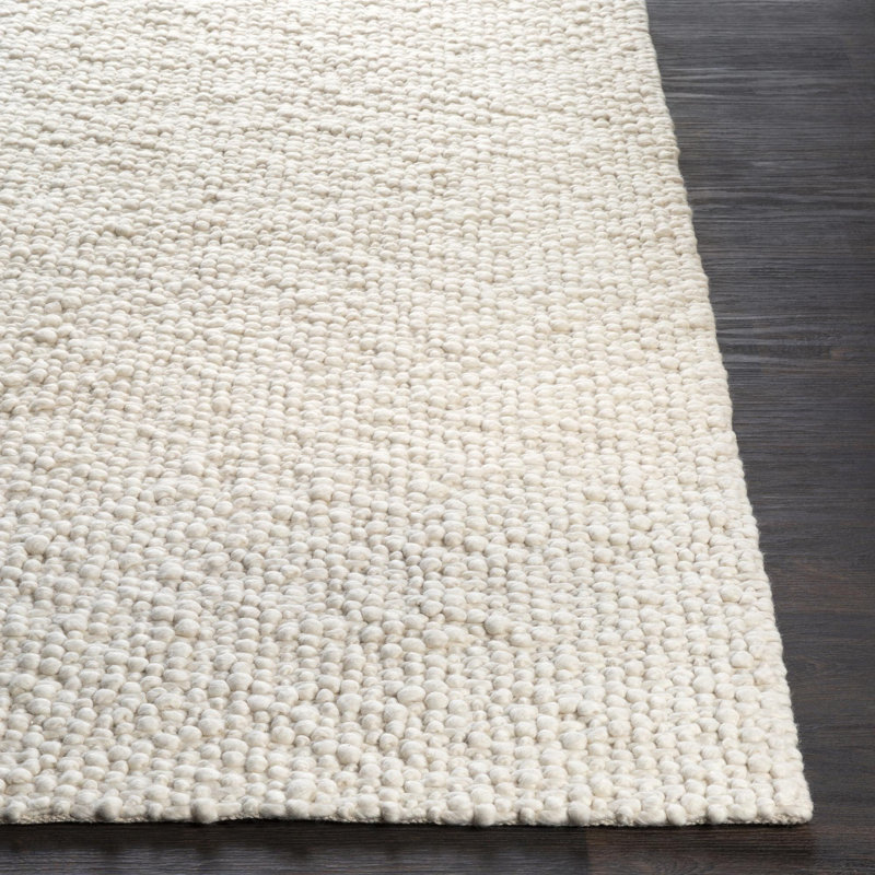 Tapis crème en laine tissé à la main Pigg, Rectangle 12 pi x 15 pi