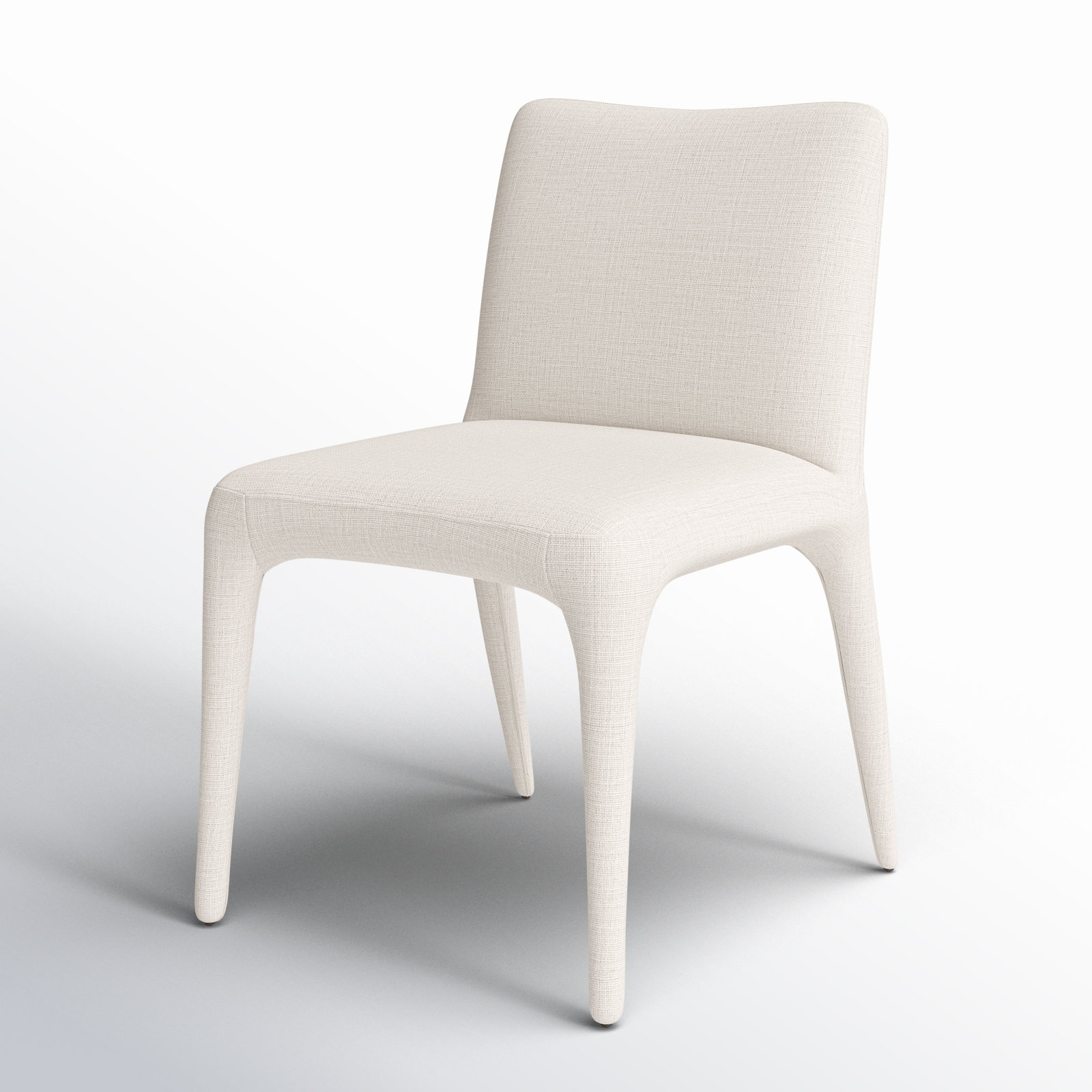Keavy Genuine Leather Side Chair, Mixt Linen Natural