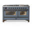 Majestic III Series 60 Inch Dual Fuel Range with 7 Sealed Burners, Griddle, in Blue Grey (Liquid Propane, Burnished Trim)-117886129-117886138-117886139