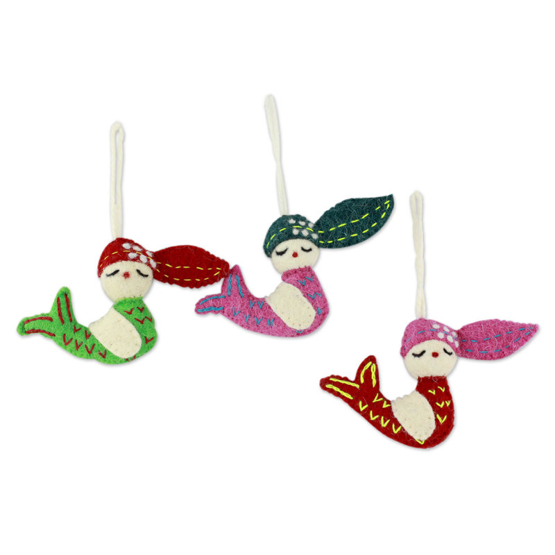 Ensemble d’ornement en laine fêtes mermaids