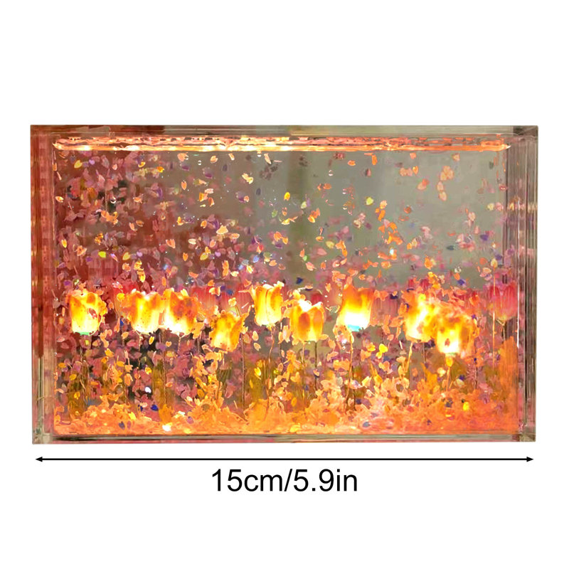 Veilleuse bricolage Quicksand veilleuse beau paquet de pétales fluides en acrylique transparent cadeau de Tanabata de Noël, A