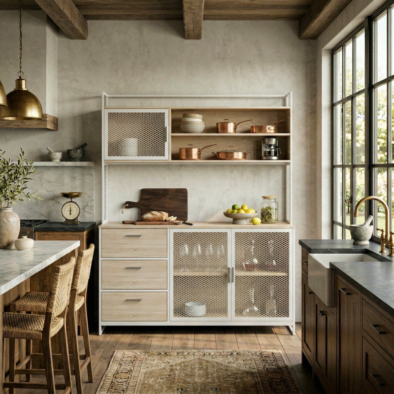 Garde-manger 68,5 po Zelpha, Beige / Blanc
