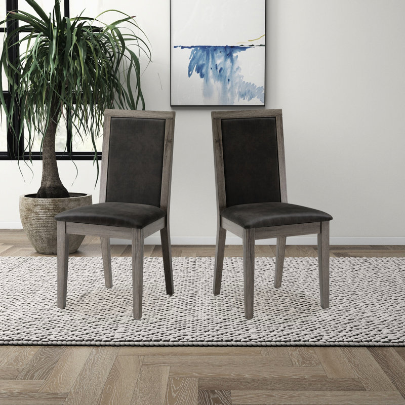 Chaises de salle à manger 2 pièces, bois massif + coussin élégant en mousse, gris pour une structure à haute élasticité